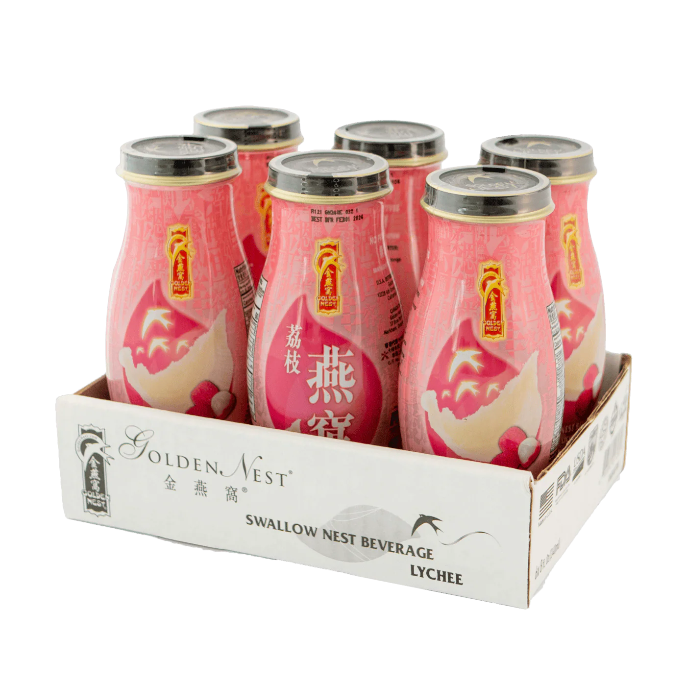 Premium Bird's Nest Drink - Lychee - 6 or 12 Bottles x 240ml (8 oz.)