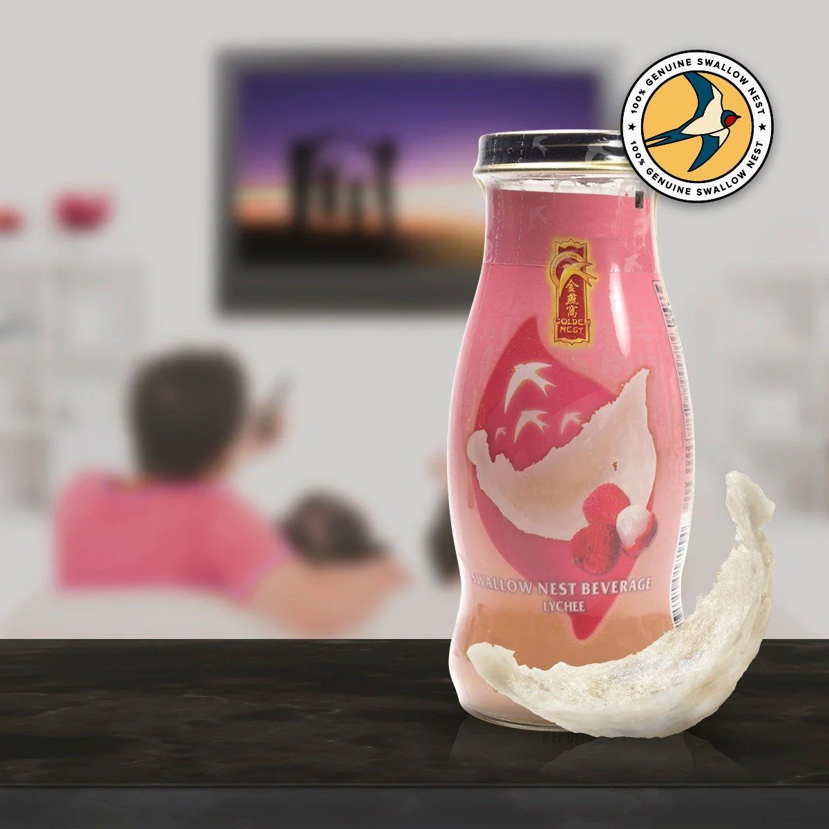 Premium Bird's Nest Drink - Lychee - 6 or 12 Bottles x 240ml (8 oz.) - Image 2